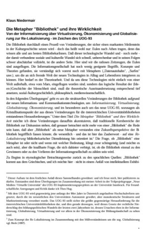 Niedermair, Klaus: Die Metapher "Bibliothek" und ihre Wirklichkeit